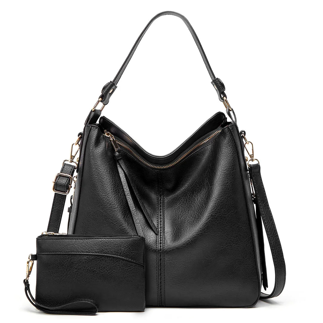 Luxury Leather Hobo Anti-Theft Handbag + FREE Pouch Wallet