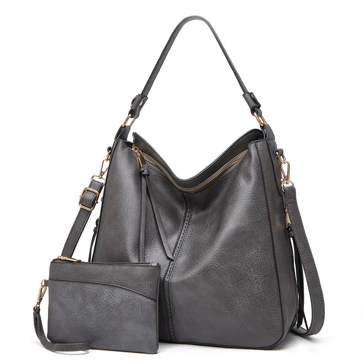 Luxury Leather Hobo Anti-Theft Handbag + FREE Pouch Wallet