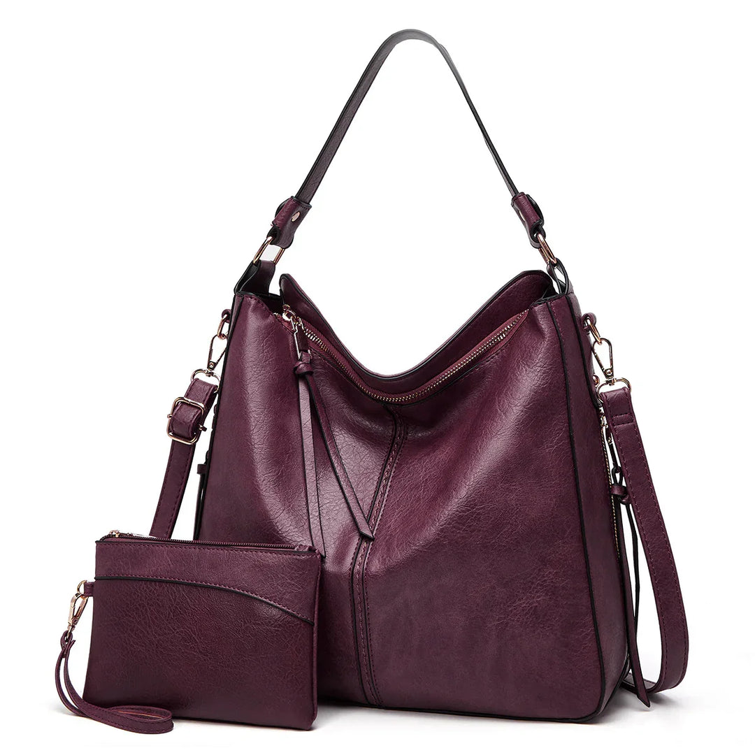 Luxury Leather Hobo Anti-Theft Handbag + FREE Pouch Wallet