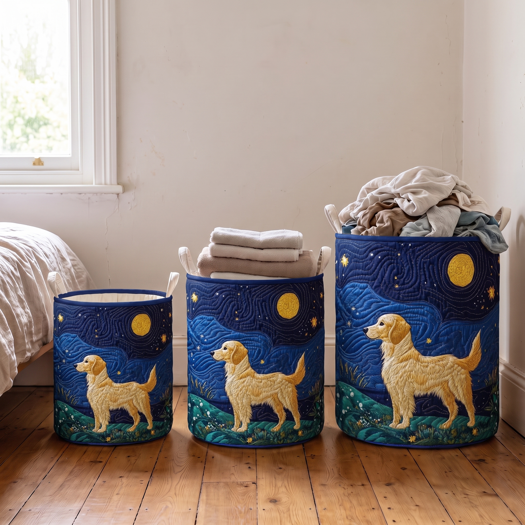Quilted laundry basket in small, medium and large sizes