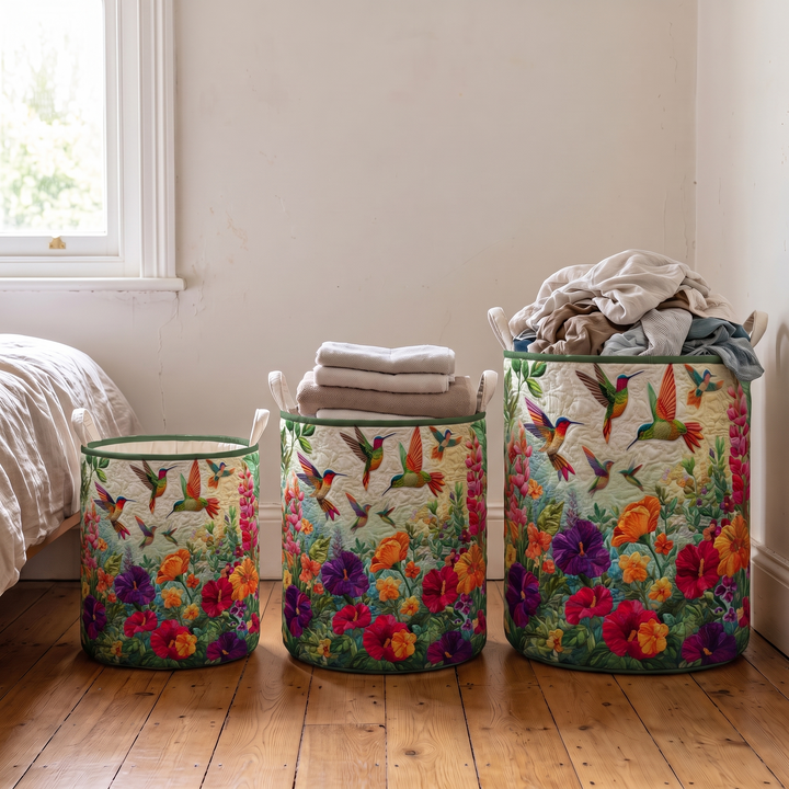 Quilted laundry basket in small, medium and large sizes