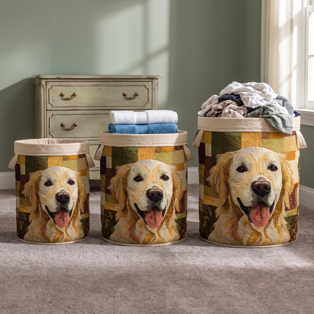 Quilted laundry basket in small, medium and large sizes