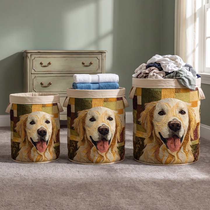 Quilted laundry basket in small, medium and large sizes